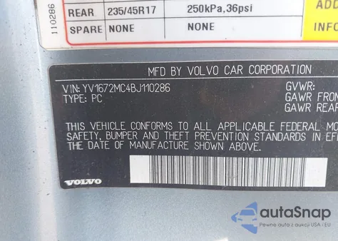 2011 Volvo C70 T5 из США, поврежденный, VIN YV1672MC4BJ110286